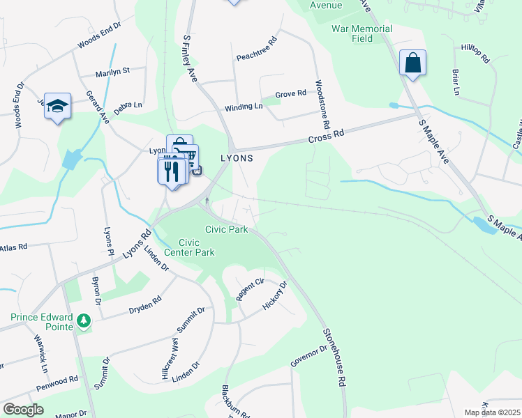 map of restaurants, bars, coffee shops, grocery stores, and more near 18 Columbia Road in Basking Ridge