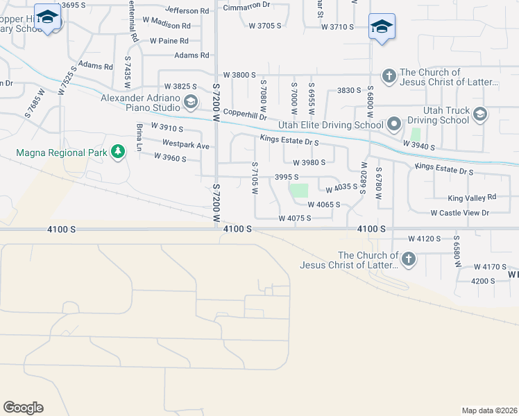 map of restaurants, bars, coffee shops, grocery stores, and more near 4057 South 7105 West in Salt Lake City