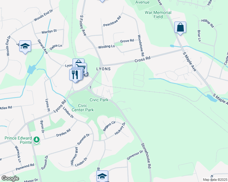 map of restaurants, bars, coffee shops, grocery stores, and more near 18 Columbia Road in Bernards