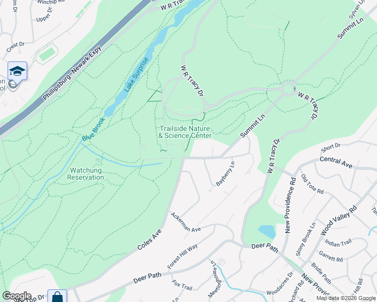 map of restaurants, bars, coffee shops, grocery stores, and more near 452 New Providence Road in Mountainside