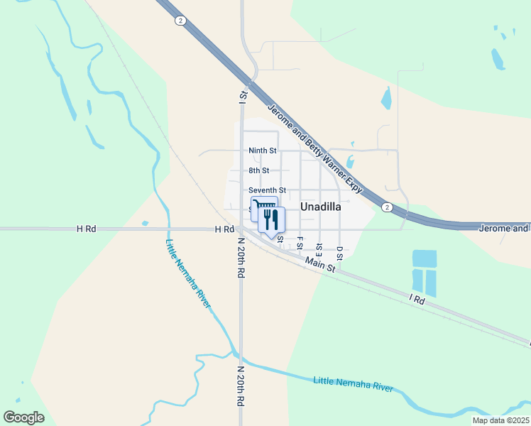 map of restaurants, bars, coffee shops, grocery stores, and more near 572 H Street in Unadilla