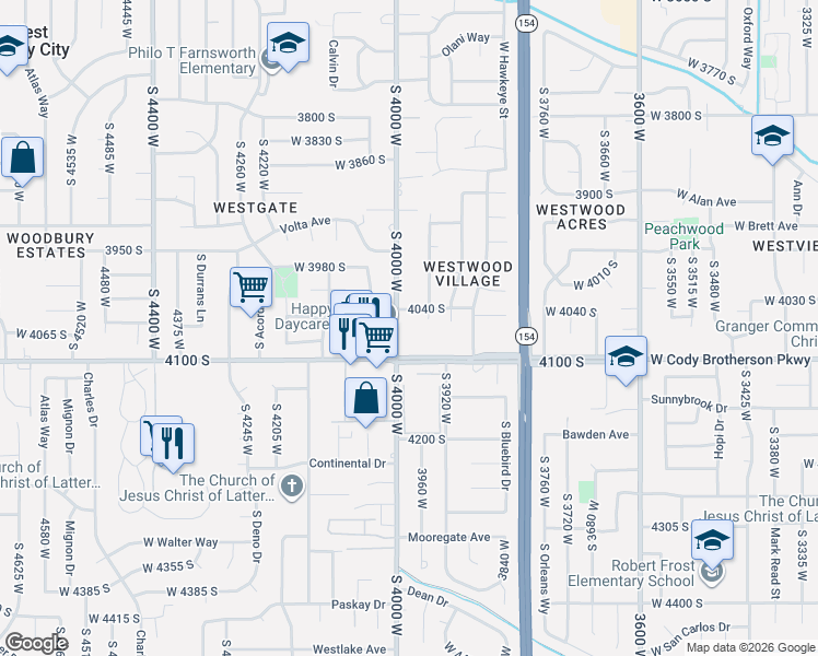 map of restaurants, bars, coffee shops, grocery stores, and more near 4059 S 4000 W in Salt Lake City