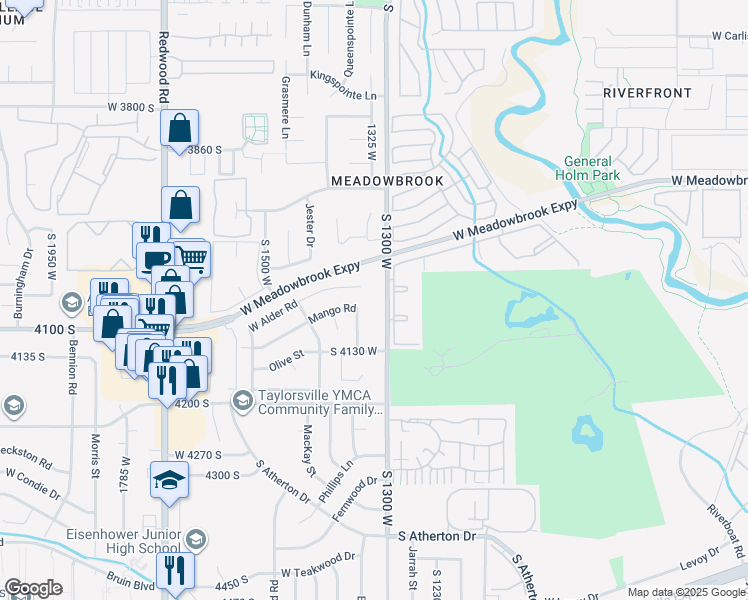 map of restaurants, bars, coffee shops, grocery stores, and more near 4028-4106 1300 West in Taylorsville