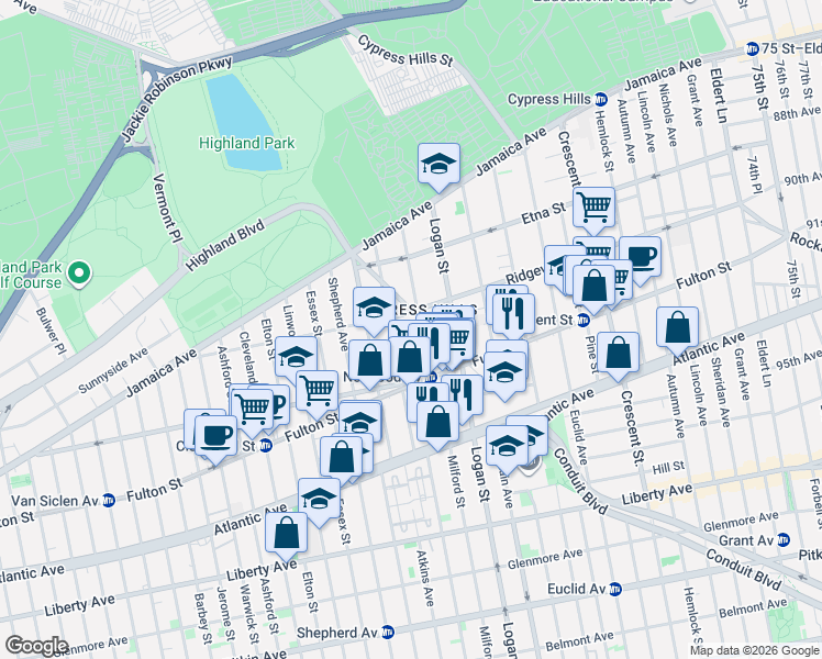 map of restaurants, bars, coffee shops, grocery stores, and more near in Brooklyn