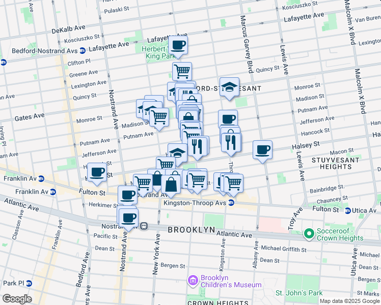 map of restaurants, bars, coffee shops, grocery stores, and more near in Brooklyn