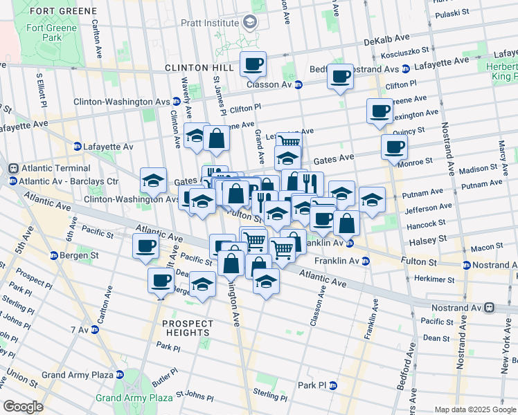 map of restaurants, bars, coffee shops, grocery stores, and more near in Brooklyn