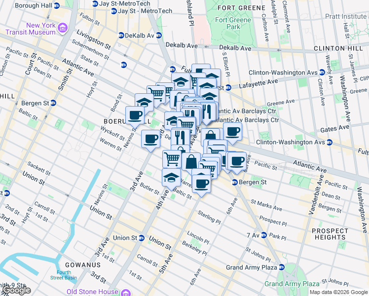 map of restaurants, bars, coffee shops, grocery stores, and more near 59 4th Avenue in Brooklyn