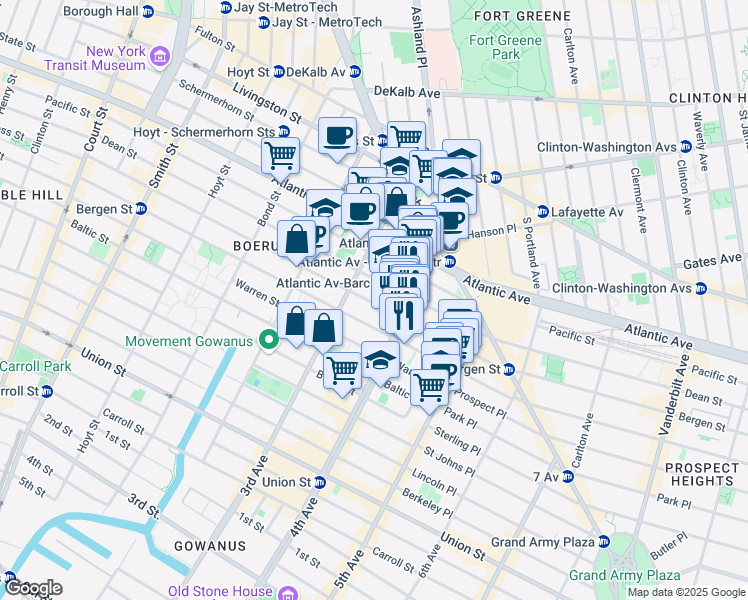 map of restaurants, bars, coffee shops, grocery stores, and more near 320 Bergen Street in Brooklyn