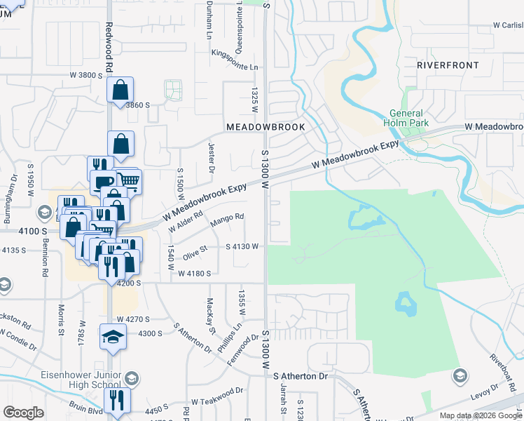 map of restaurants, bars, coffee shops, grocery stores, and more near 4062 South 1300 West in Taylorsville