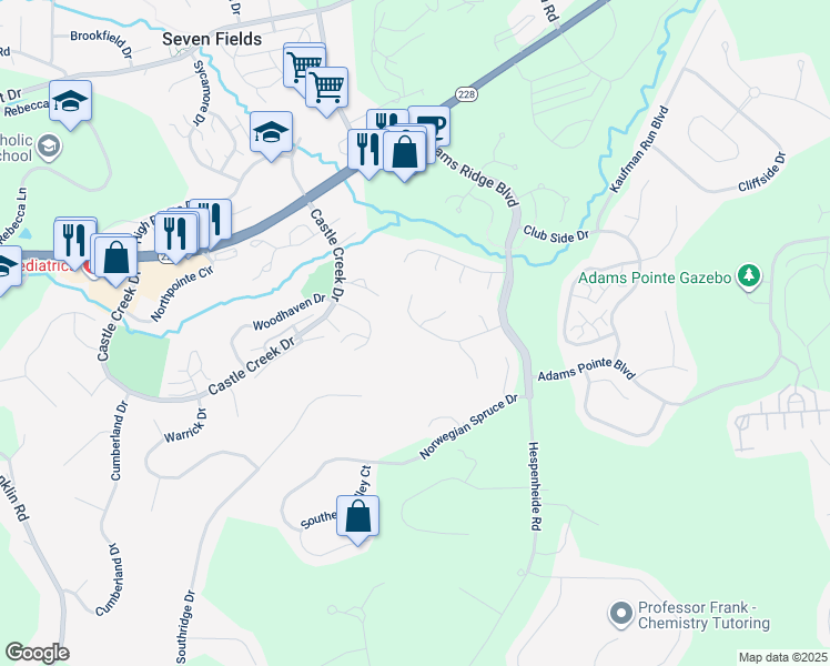 map of restaurants, bars, coffee shops, grocery stores, and more near 522 Pine Bluff Drive in Mars