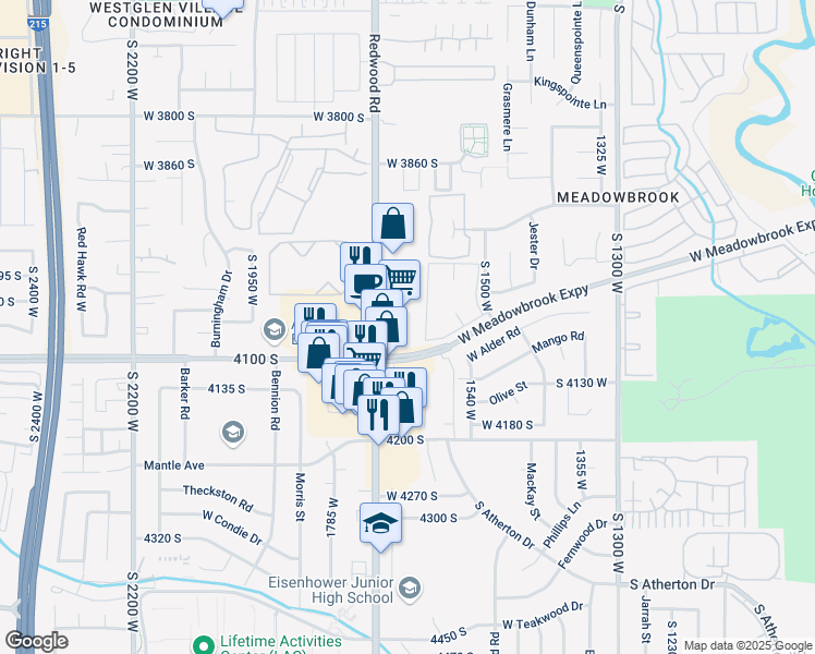 map of restaurants, bars, coffee shops, grocery stores, and more near 4081 South Redwood Road in Salt Lake City