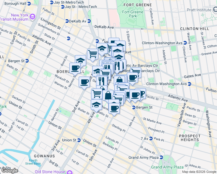 map of restaurants, bars, coffee shops, grocery stores, and more near in Brooklyn