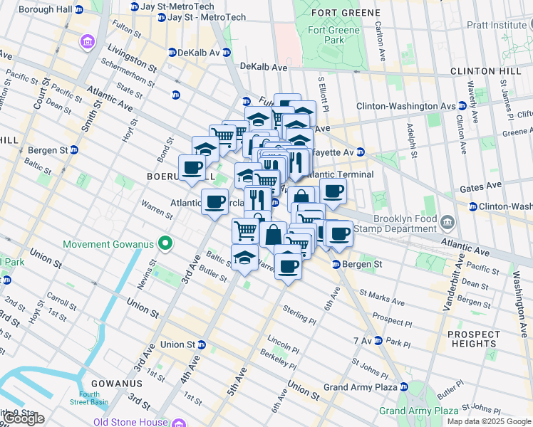 map of restaurants, bars, coffee shops, grocery stores, and more near 59 4th Avenue in Brooklyn