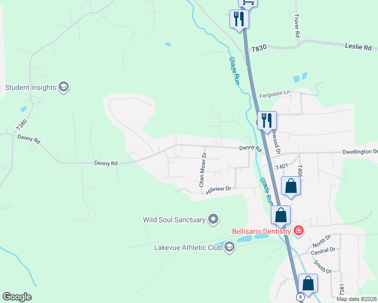 map of restaurants, bars, coffee shops, grocery stores, and more near 132 Denny Road in Valencia