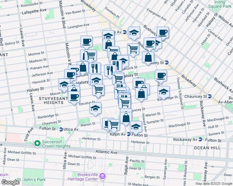 map of restaurants, bars, coffee shops, grocery stores, and more near in Brooklyn