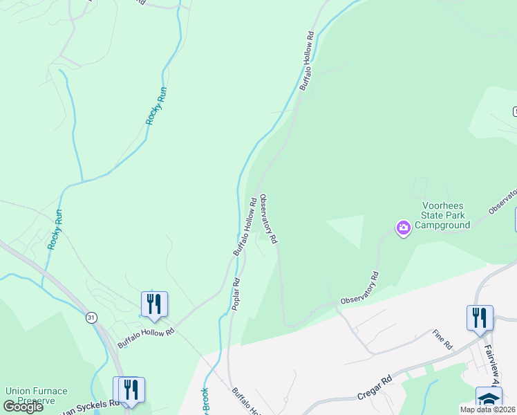 map of restaurants, bars, coffee shops, grocery stores, and more near 133 Observatory Road in Glen Gardner