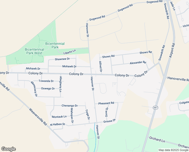 map of restaurants, bars, coffee shops, grocery stores, and more near 5701 Colony Drive in Bethlehem