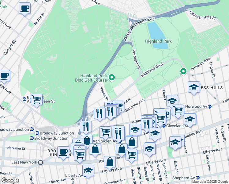map of restaurants, bars, coffee shops, grocery stores, and more near Heath Place in Brooklyn
