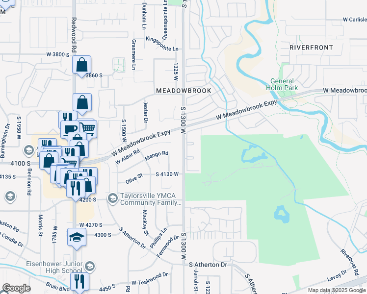 map of restaurants, bars, coffee shops, grocery stores, and more near 4054 South 1300 West in Taylorsville