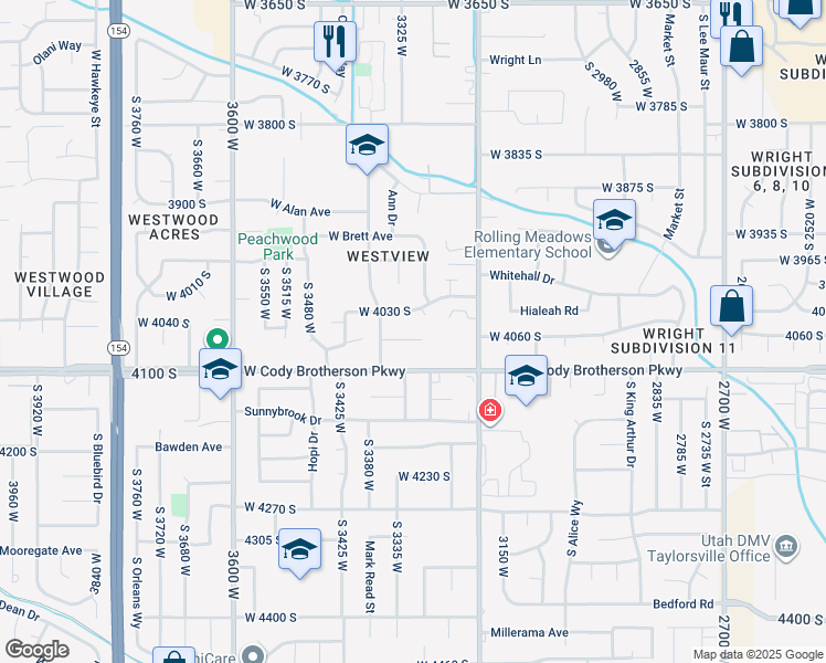 map of restaurants, bars, coffee shops, grocery stores, and more near 3308 West 4060 South in West Valley City