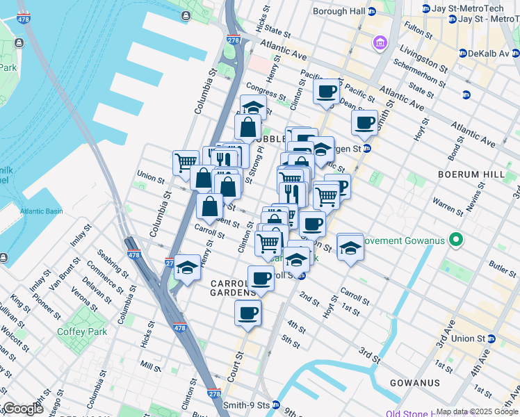 map of restaurants, bars, coffee shops, grocery stores, and more near in Brooklyn