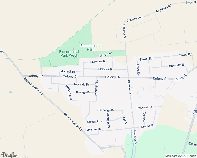 map of restaurants, bars, coffee shops, grocery stores, and more near 5555 Colony Drive in Bethlehem