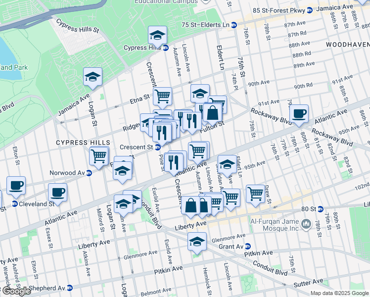 map of restaurants, bars, coffee shops, grocery stores, and more near 285 Hemlock Street in Brooklyn