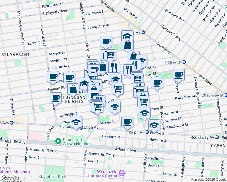map of restaurants, bars, coffee shops, grocery stores, and more near 508 MacDonough Street in Brooklyn