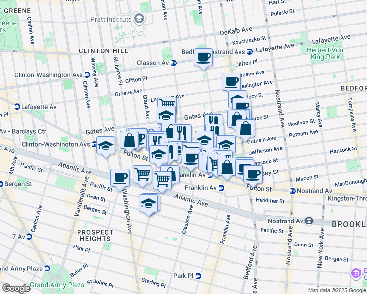 map of restaurants, bars, coffee shops, grocery stores, and more near in Brooklyn