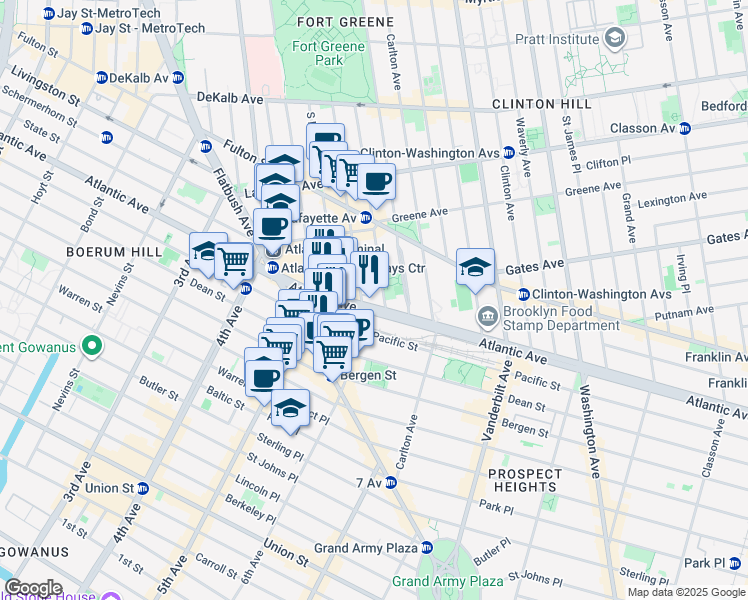 map of restaurants, bars, coffee shops, grocery stores, and more near 11 6th Avenue in Brooklyn
