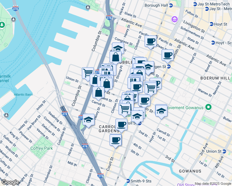 map of restaurants, bars, coffee shops, grocery stores, and more near in Brooklyn