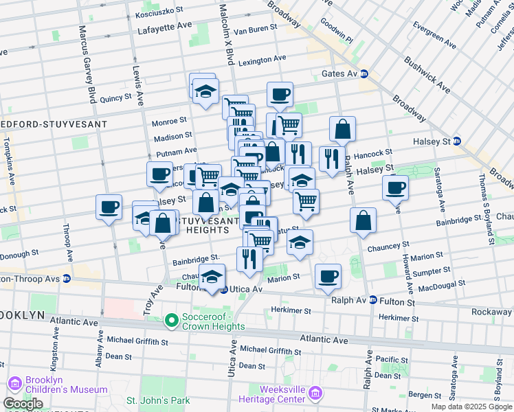 map of restaurants, bars, coffee shops, grocery stores, and more near in Brooklyn