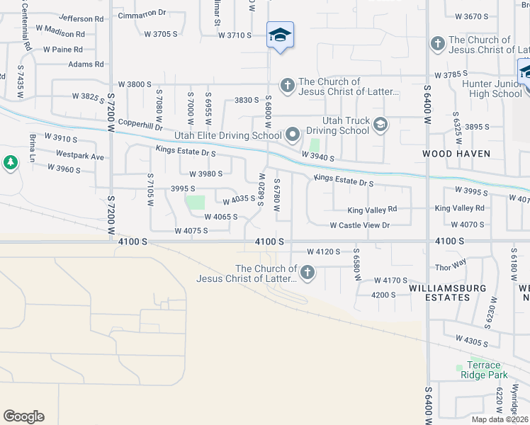 map of restaurants, bars, coffee shops, grocery stores, and more near 6838 West 4085 South in West Valley City
