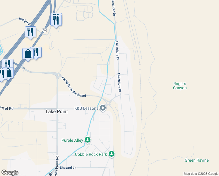 map of restaurants, bars, coffee shops, grocery stores, and more near 8483 North Colette Street in Lake Point