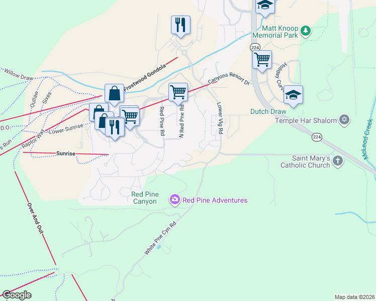 map of restaurants, bars, coffee shops, grocery stores, and more near 2025 Canyons Resort Drive in Park City