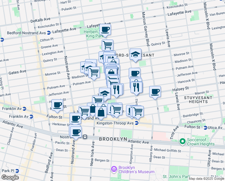 map of restaurants, bars, coffee shops, grocery stores, and more near in Brooklyn