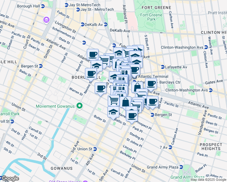 map of restaurants, bars, coffee shops, grocery stores, and more near 59 4th Avenue in Brooklyn