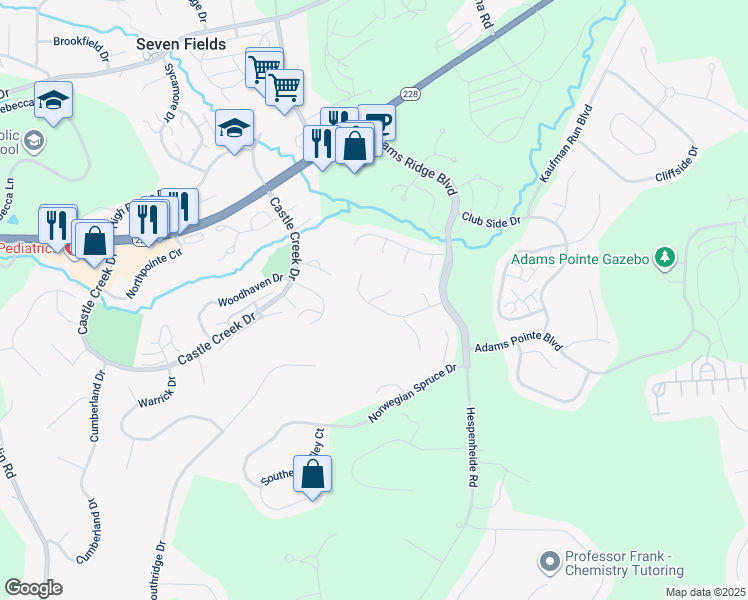 map of restaurants, bars, coffee shops, grocery stores, and more near 522 Pine Bluff Drive in Mars