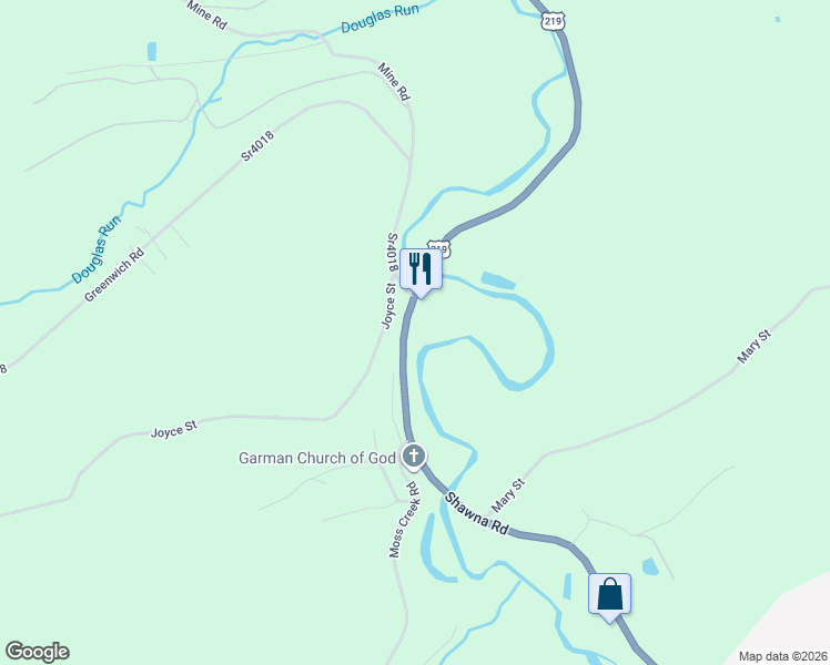 map of restaurants, bars, coffee shops, grocery stores, and more near 590-634 Shawna Rd in Northern Cambria
