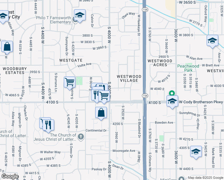 map of restaurants, bars, coffee shops, grocery stores, and more near 3991 West Westhaven Drive in West Valley City