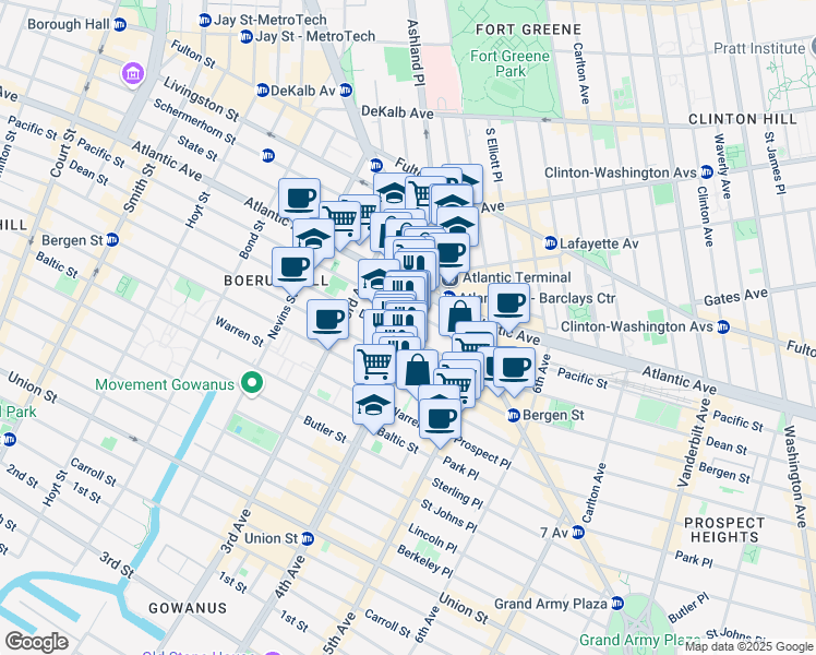 map of restaurants, bars, coffee shops, grocery stores, and more near 44 4th Avenue in Brooklyn