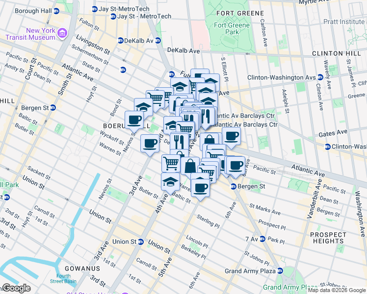 map of restaurants, bars, coffee shops, grocery stores, and more near 59 4th Avenue in Brooklyn