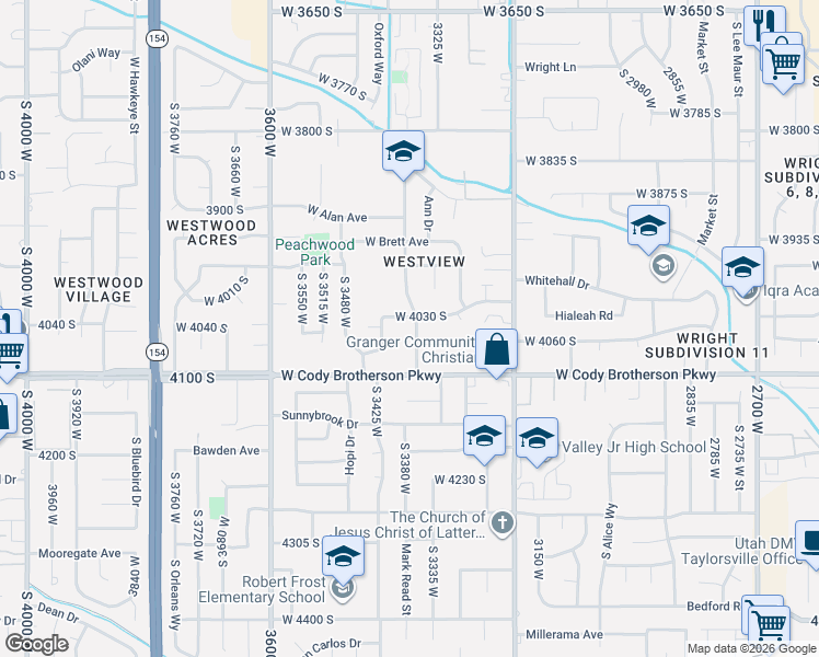 map of restaurants, bars, coffee shops, grocery stores, and more near 4063 South 3420 West in West Valley City