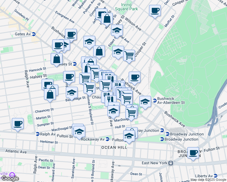 map of restaurants, bars, coffee shops, grocery stores, and more near in Brooklyn