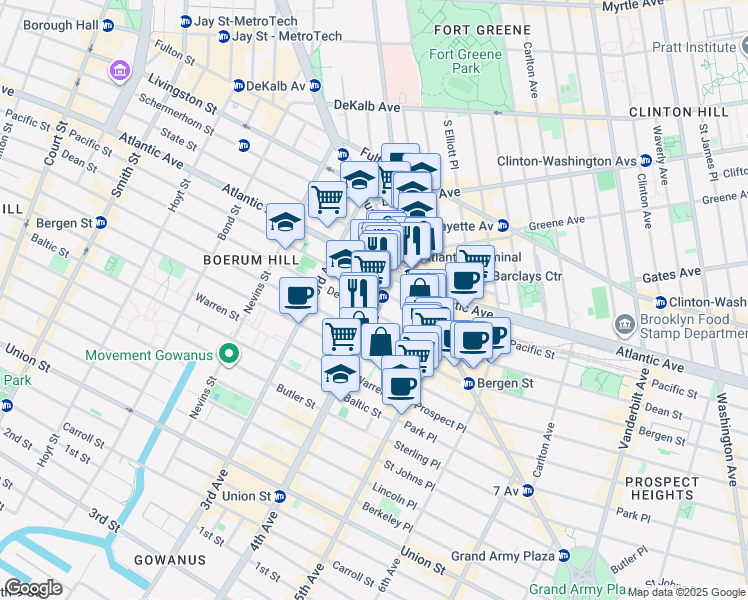 map of restaurants, bars, coffee shops, grocery stores, and more near in Brooklyn