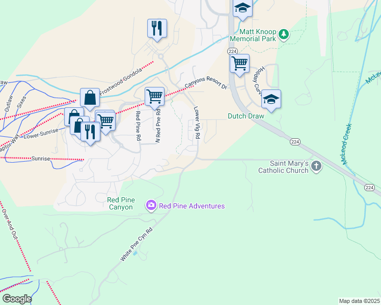 map of restaurants, bars, coffee shops, grocery stores, and more near 1907 Stone Hollow Court in Park City