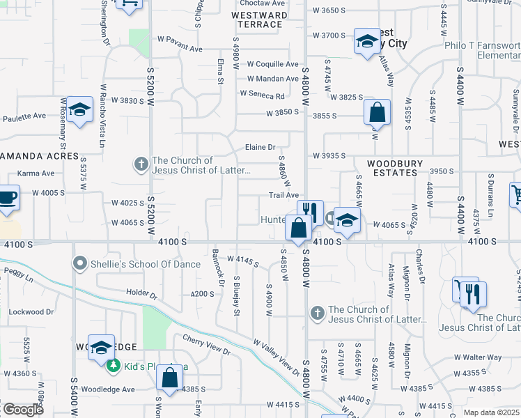 map of restaurants, bars, coffee shops, grocery stores, and more near 4037 South 4920 West in West Valley City