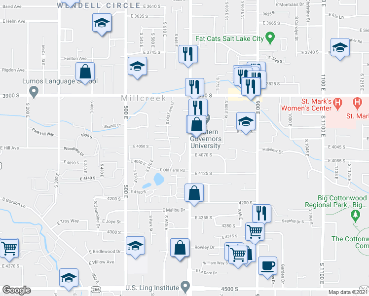 map of restaurants, bars, coffee shops, grocery stores, and more near in Salt Lake City