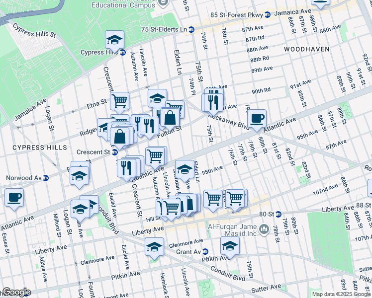 map of restaurants, bars, coffee shops, grocery stores, and more near in Brooklyn