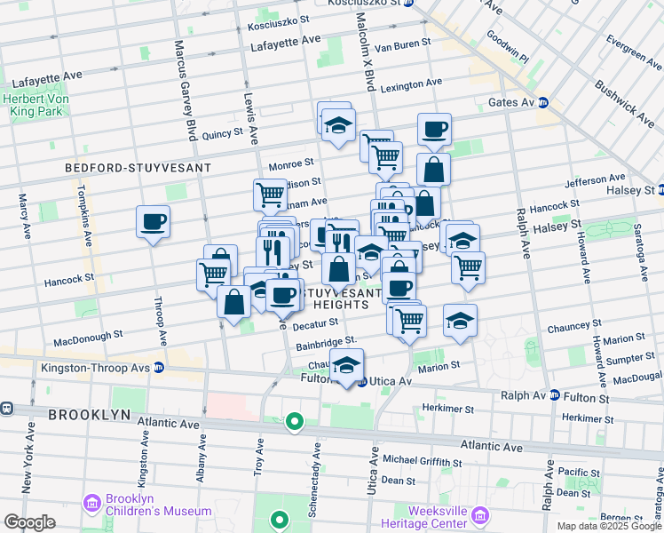 map of restaurants, bars, coffee shops, grocery stores, and more near in Brooklyn